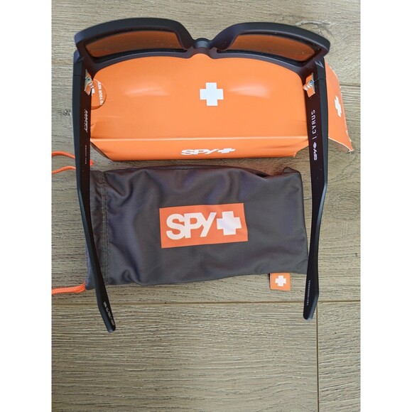 SPY Optic Cyrus Square Sunglasses Matte Black Happy Gray Green Lenses - Picture 9 of 9